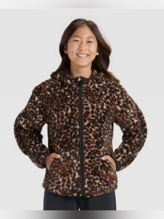 all in motion Other - NWT All in Motion Kids Leopard Print Cozy Sherpa Jacket XL 14-16